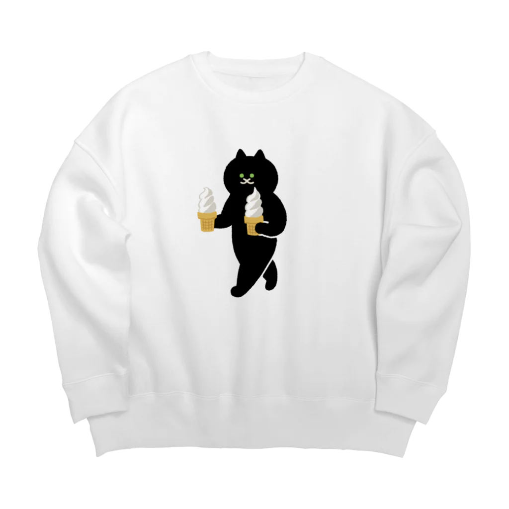 SUIMINグッズのお店の【大】ソフトクリームを急ぎめに運ぶねこ Big Crew Neck Sweatshirt