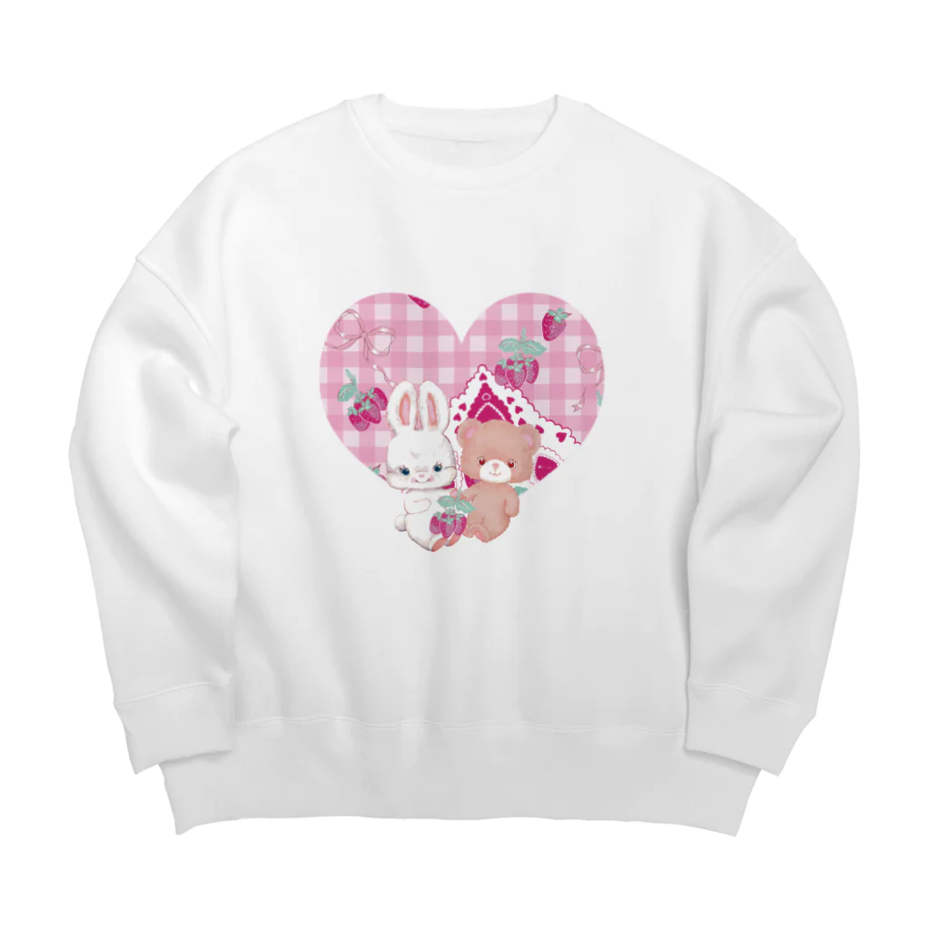 らくだのふたごうさぎ＆キャンディ(ピンク) Big Crew Neck Sweatshirt