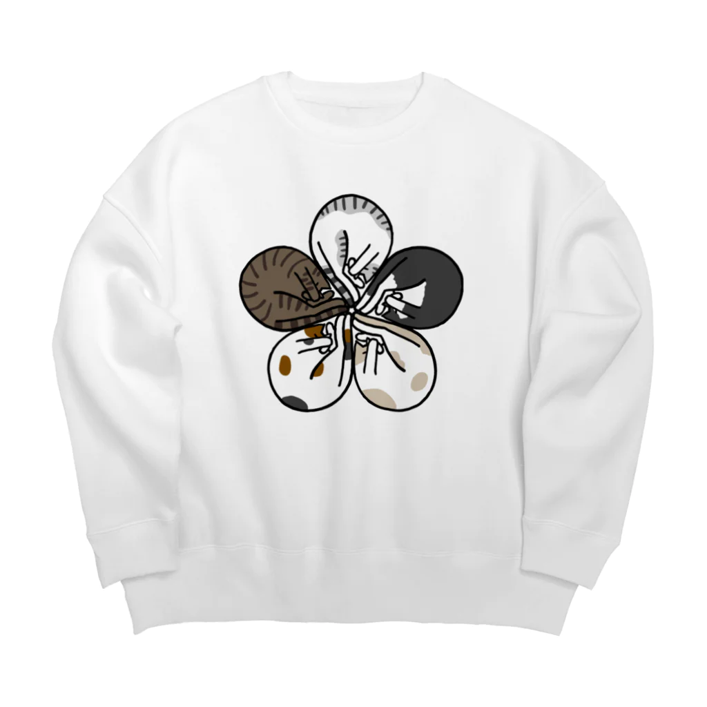 梅咲イラストワークの眠り猫の花紋（背景なし） Big Crew Neck Sweatshirt