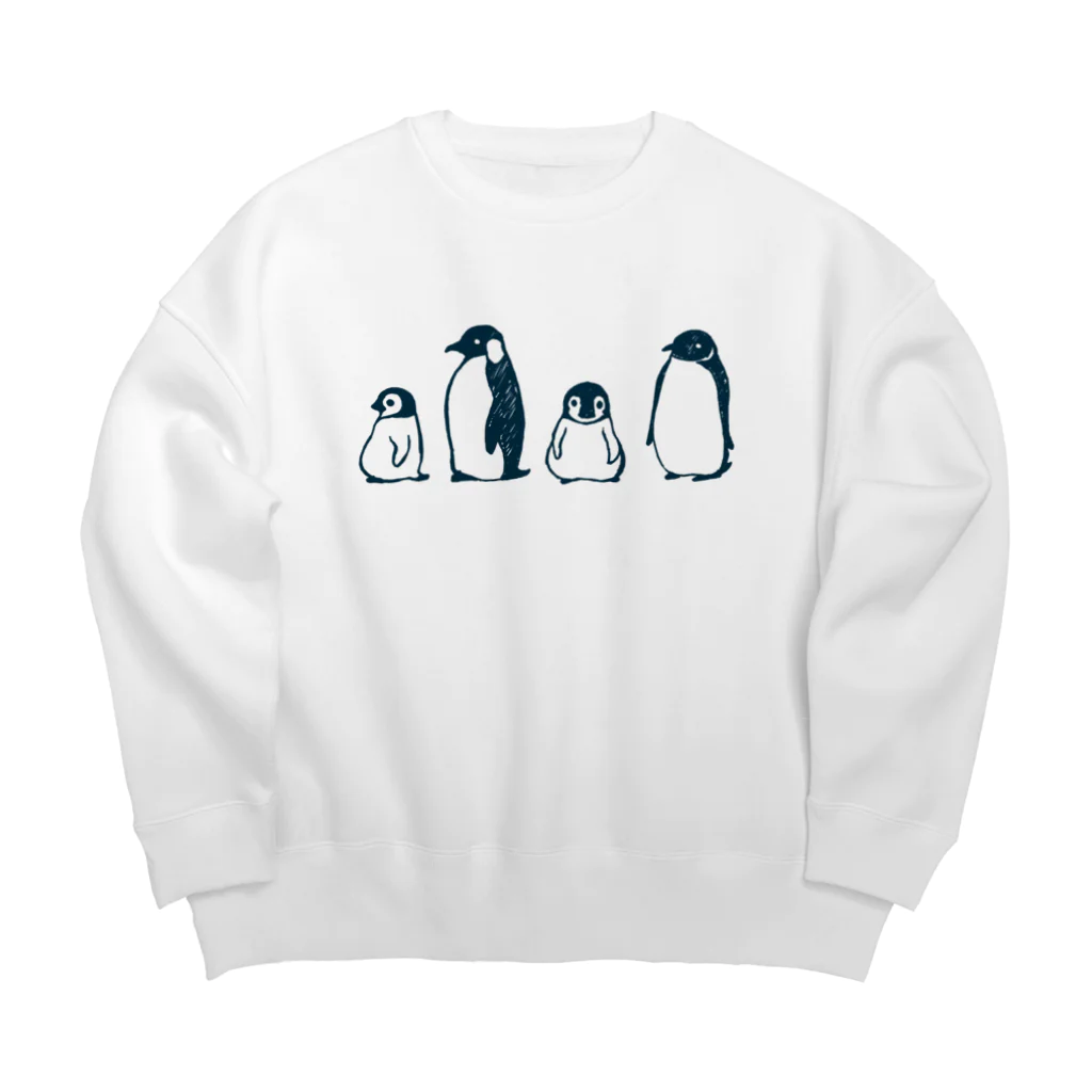 かわずやのぺんぎんのおやこ（線画） Big Crew Neck Sweatshirt