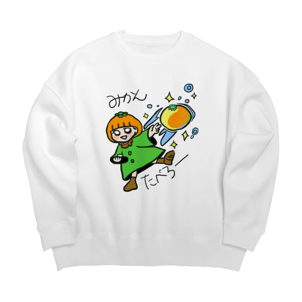 EAT ・HEART のみかん食べろ少女 Big Crew Neck Sweatshirt