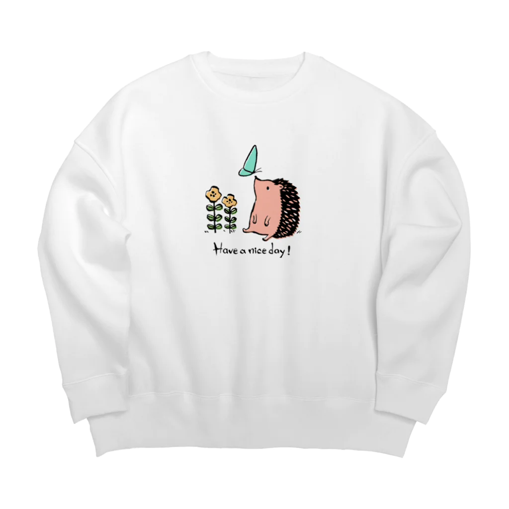 fukunofukuのハリネズミの「良い1日を！」 Big Crew Neck Sweatshirt