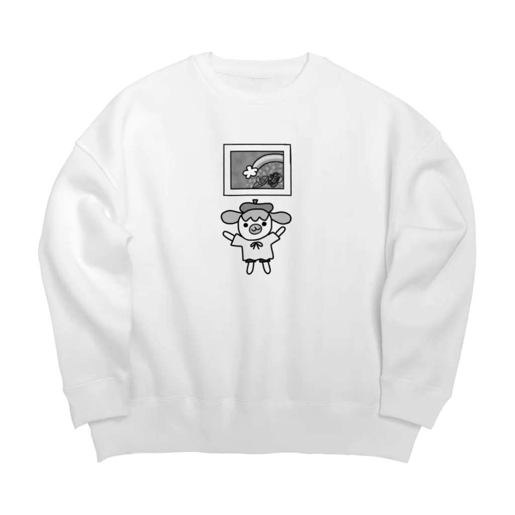 usa100のモノクロ　虹と紫陽花とかしこい君 Big Crew Neck Sweatshirt