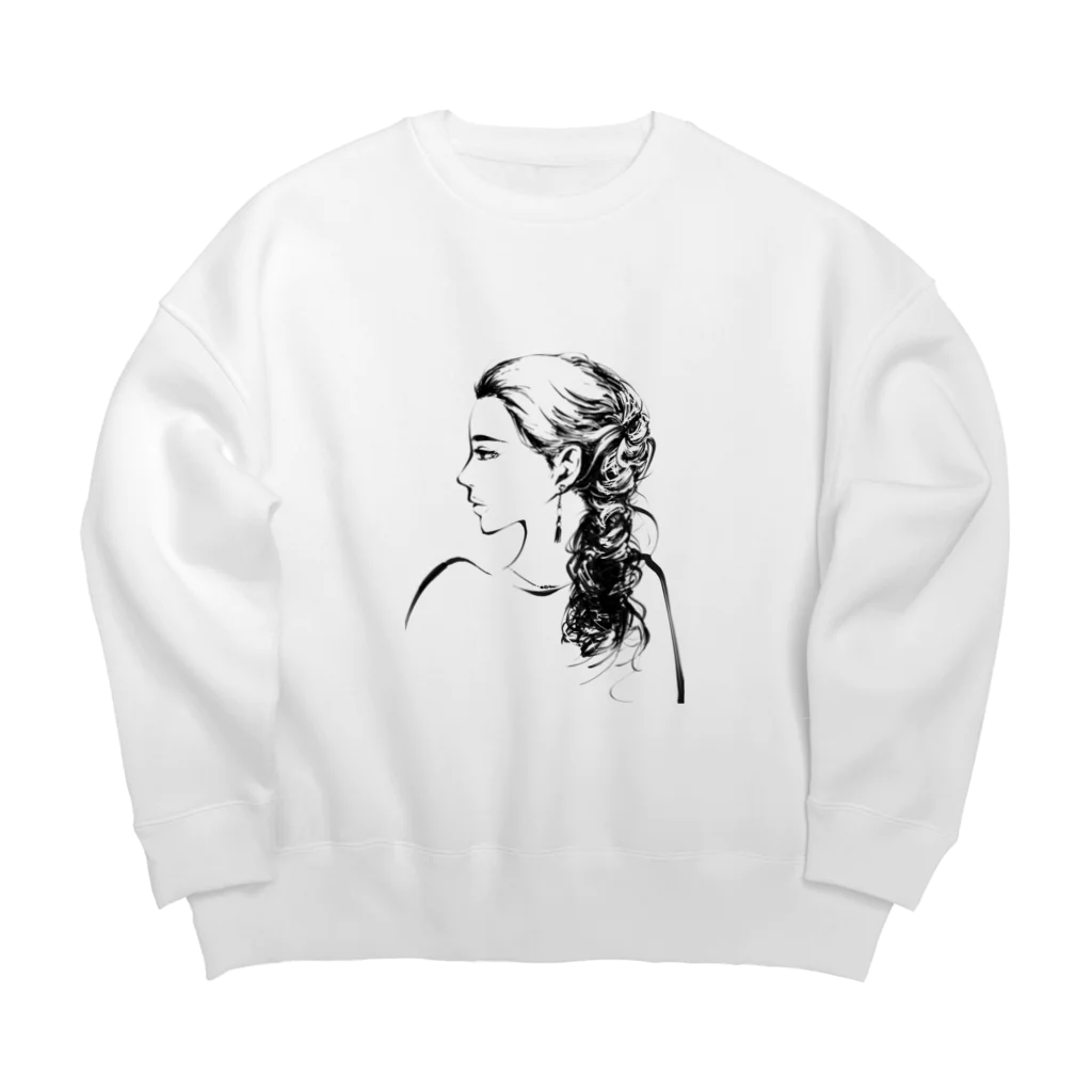 雲屋の編み込みロング横顔 Big Crew Neck Sweatshirt