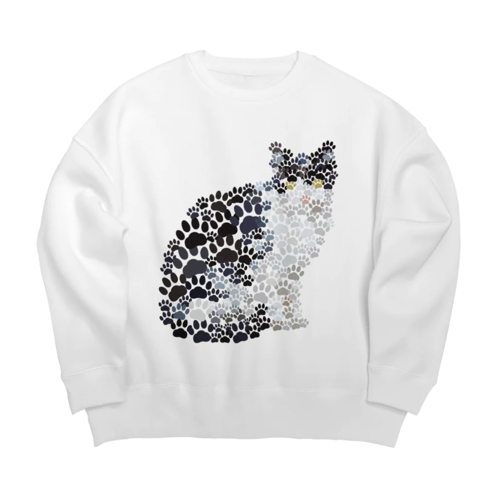 AI作家さむねこの作品集の肉球モザイク｜ハチワレ猫 Big Crew Neck Sweatshirt