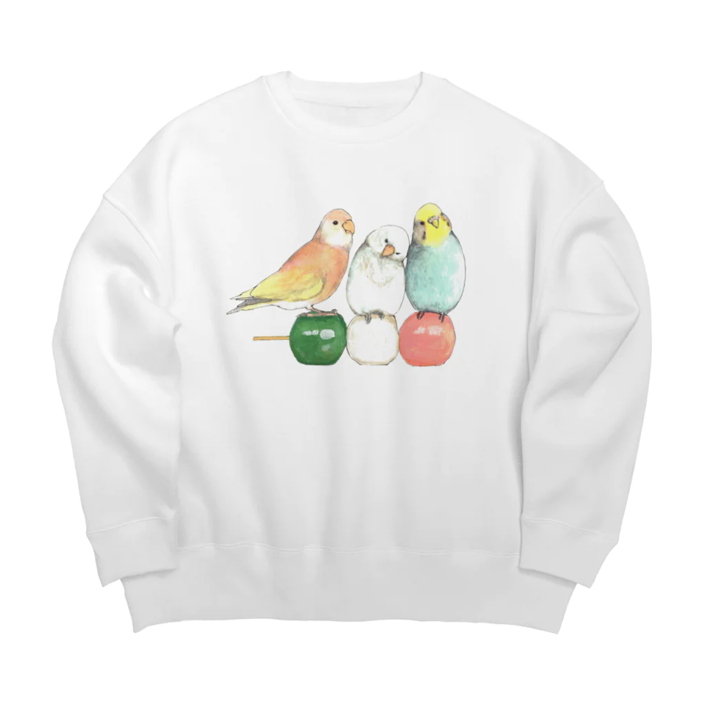 Ralriruのインコと三色団子（いきもの×たべものシリーズ） Big Crew Neck Sweatshirt