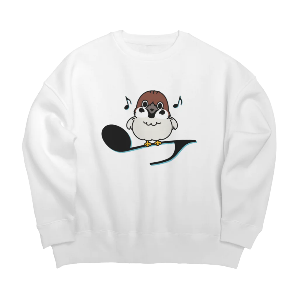 イラスト MONYAAT のスズメがちゅん A-L Big Crew Neck Sweatshirt