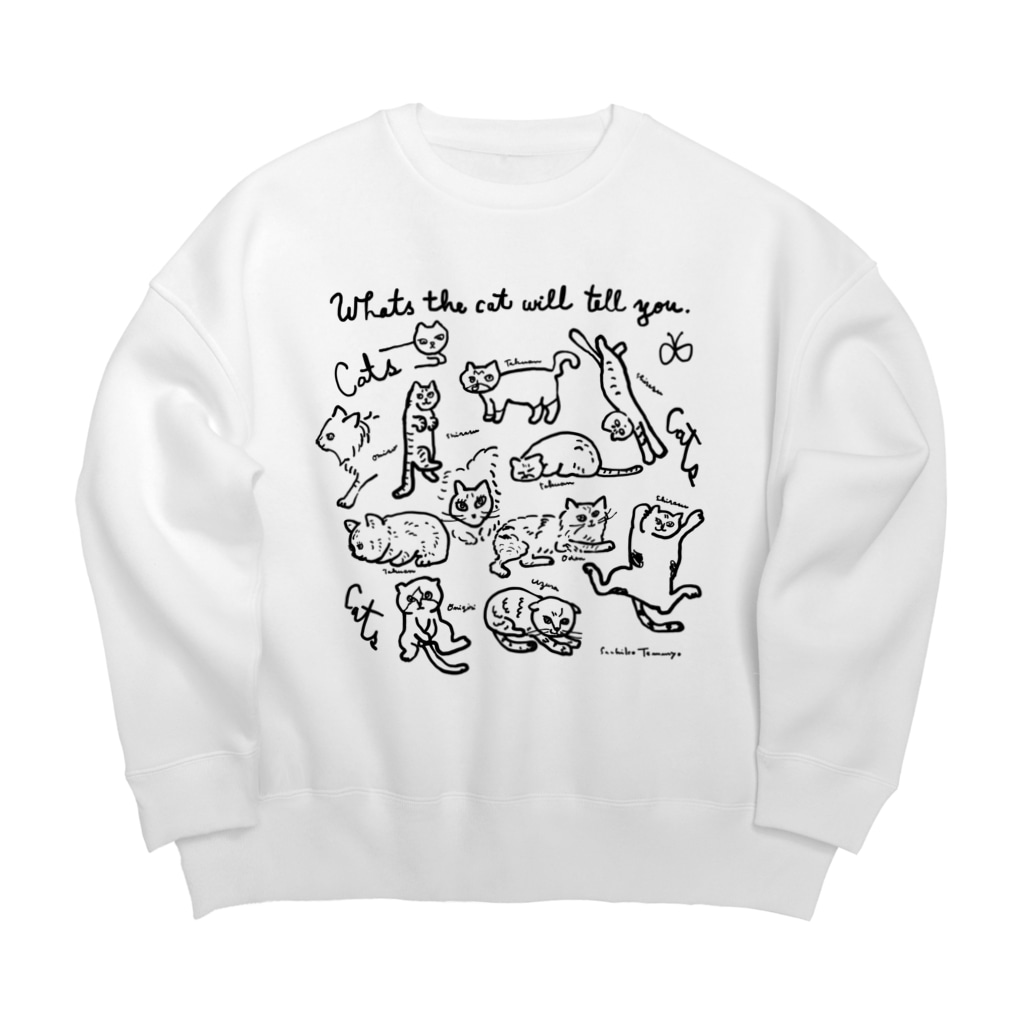 天明幸子　SUZURI  オフィシャルショップのcat cat cat !! Big Crew Neck Sweatshirt