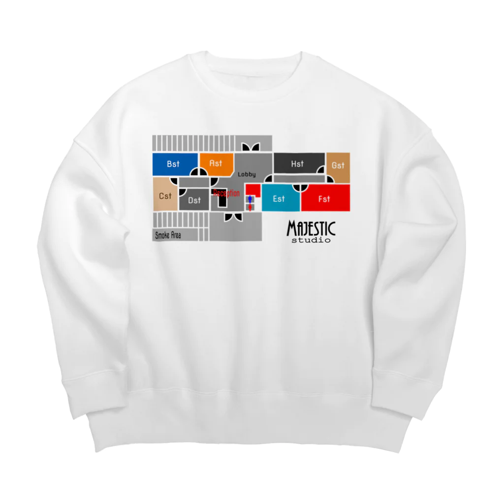 Majestic Studioのマジェフロアマップ黒文字 Big Crew Neck Sweatshirt