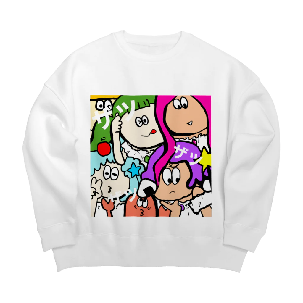 群馬非公認キャラクターのザツカワ隊はザツの巻 Big Crew Neck Sweatshirt