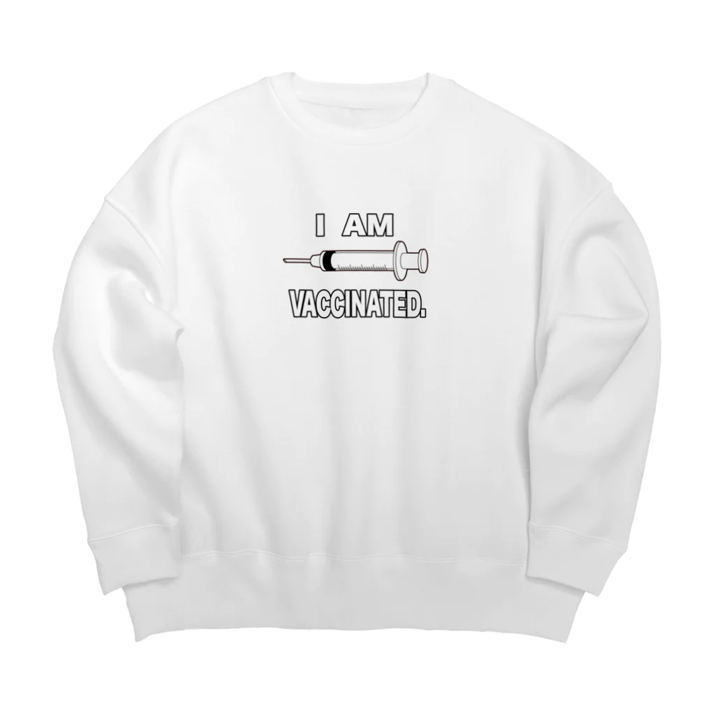 illust_designs_labのワクチン接種済みのイラスト COVID-19 vaccine mRNA 英語文字付き Big Crew Neck Sweatshirt