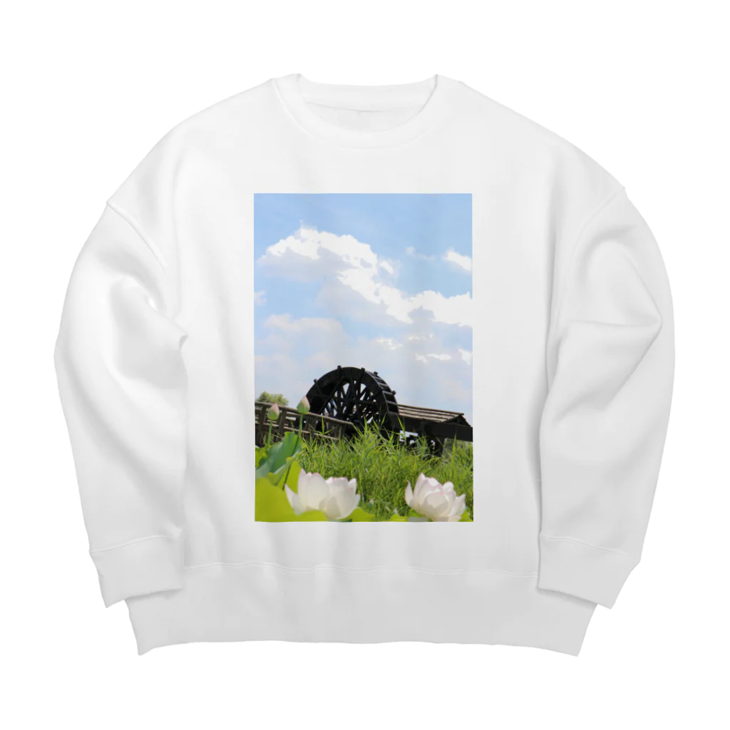 EijiPonの水車と空 Big Crew Neck Sweatshirt