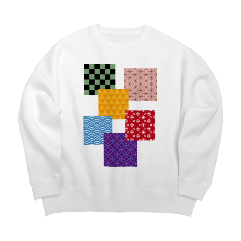 フォーヴァの和柄パッチワーク風 Big Crew Neck Sweatshirt