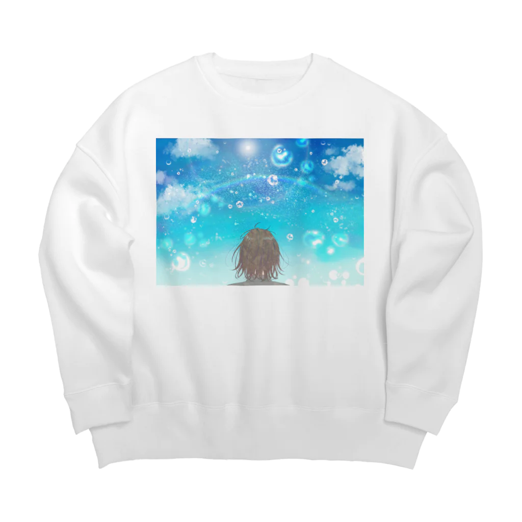 脳内乙女回路の水しぶきの中の虹 Big Crew Neck Sweatshirt