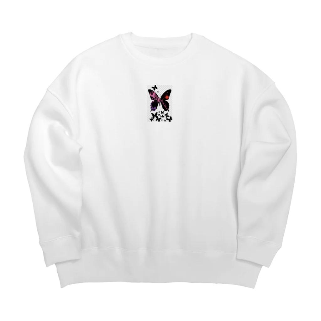 ASADAO店🐢🌴🌺✨のスカル💀&蝶々🦋 Big Crew Neck Sweatshirt