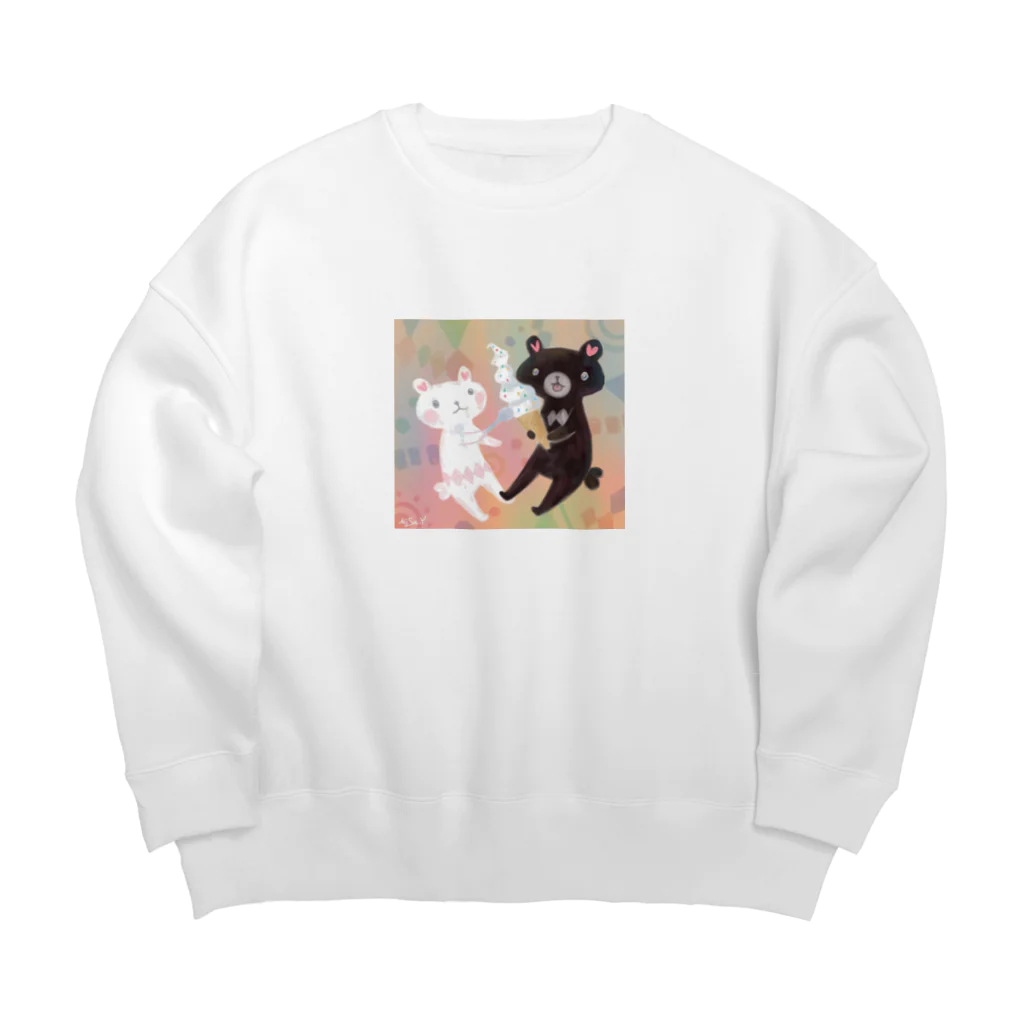 ショップのソフトクリームとクマ Big Crew Neck Sweatshirt