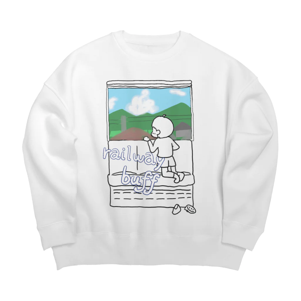 ことかうさぎの乗り鉄くん Big Crew Neck Sweatshirt