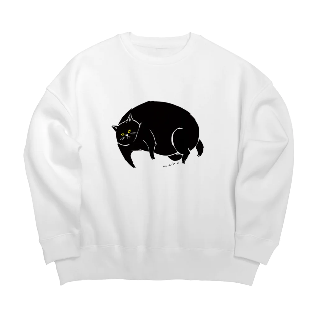 タバタ画房のふてぶてしいクロねこ Big Crew Neck Sweatshirt