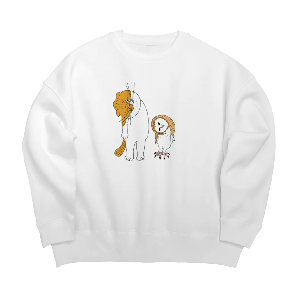 shimeji_omuのねことメンフクロウ Big Crew Neck Sweatshirt