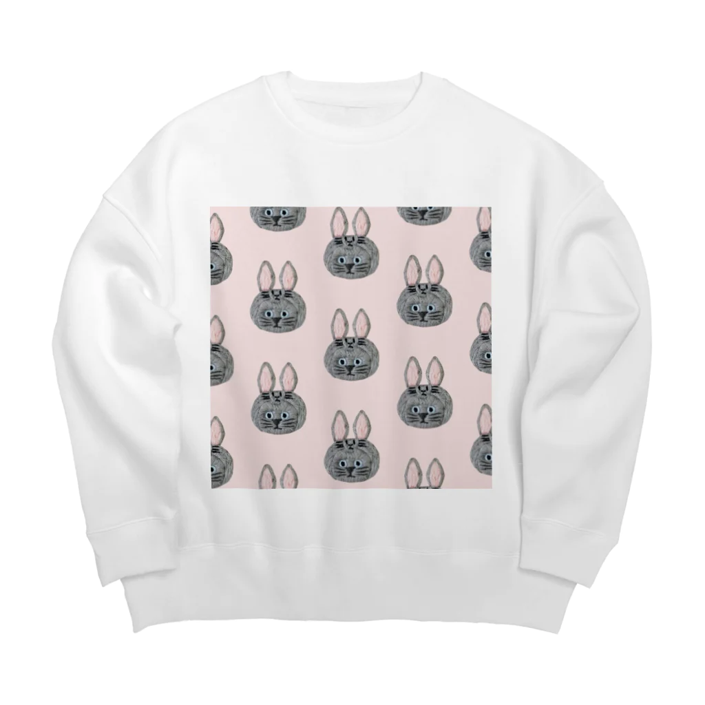 CHOPPIRIのかぶる猫[うさぎ(灰色)ver.](ロシアンブルー) Big Crew Neck Sweatshirt