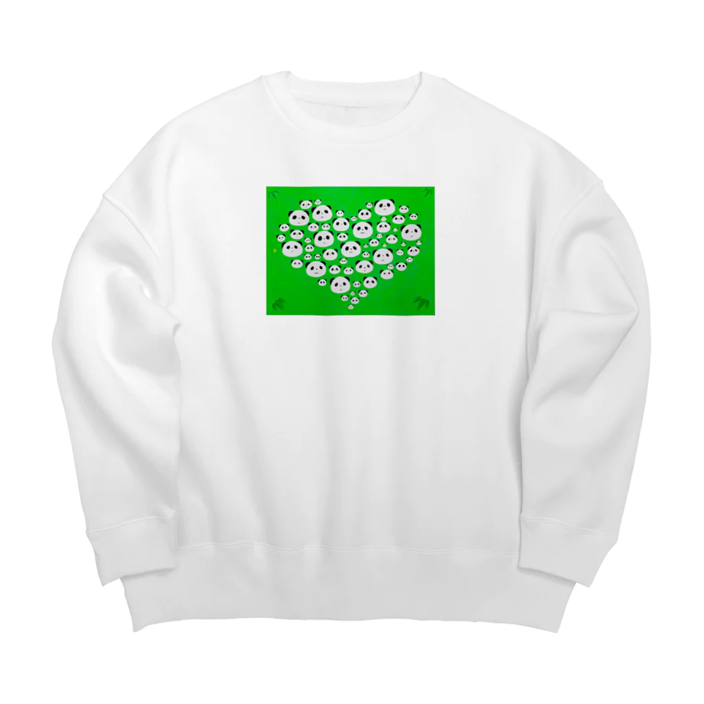 アート工房キュロのパンダハート Big Crew Neck Sweatshirt