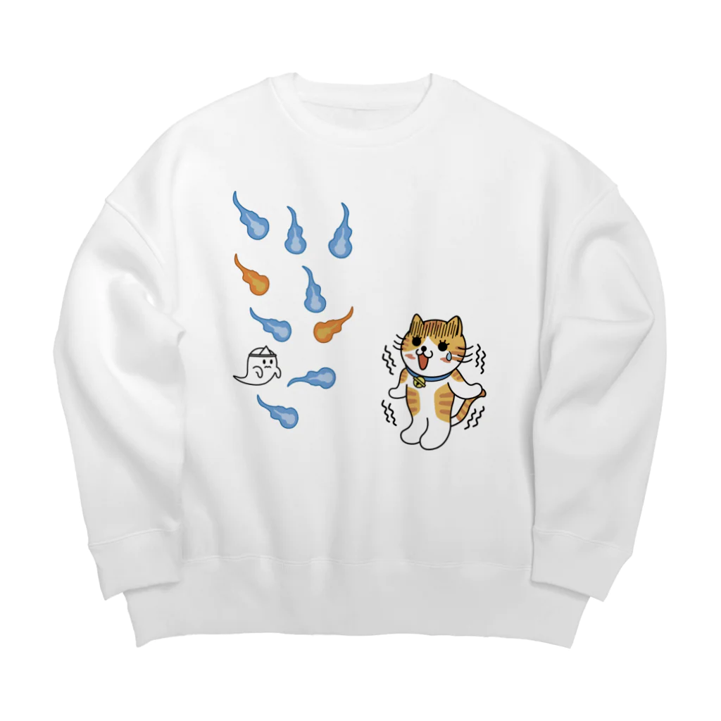 楽猫楽描しげ屋の人魂にゃんこ Big Crew Neck Sweatshirt