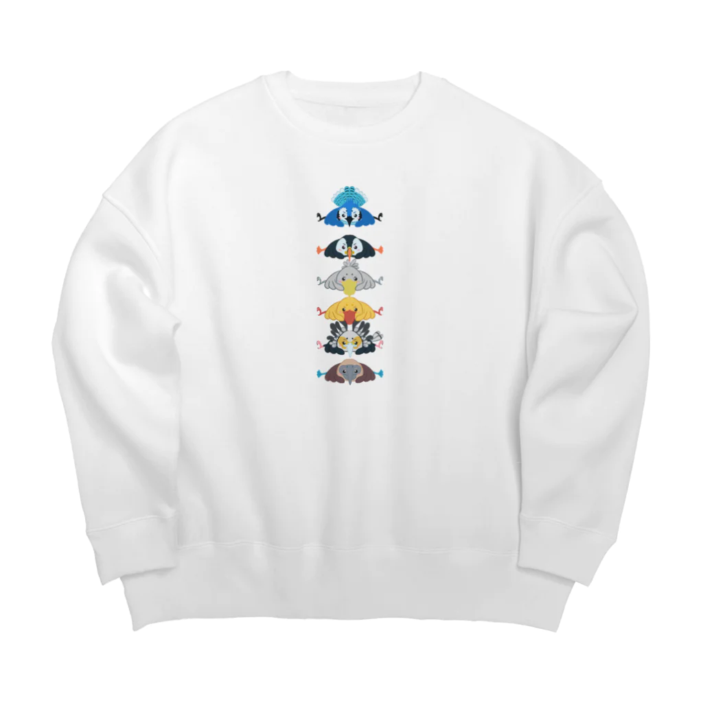 BeArtSuzumaruのぺたんこ鳥類 Big Crew Neck Sweatshirt