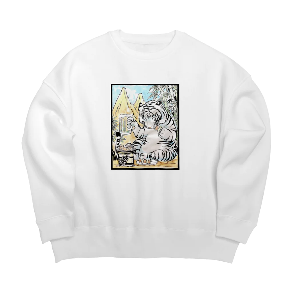 乱坊倶楽部ー妖怪部屋ののんべえ四神　白虎 Big Crew Neck Sweatshirt