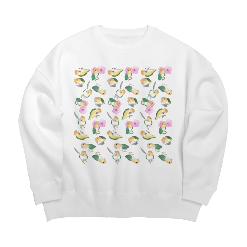 まめるりはことりのたっぷりシロハラインコちゃん【まめるりはことり】 Big Crew Neck Sweatshirt