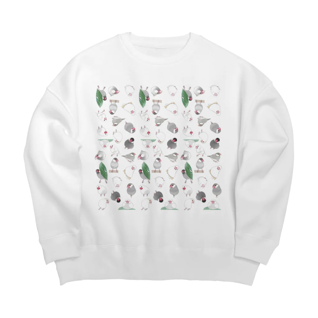 まめるりはことりのたっぷり文鳥ちゃん【まめるりはことり】 Big Crew Neck Sweatshirt