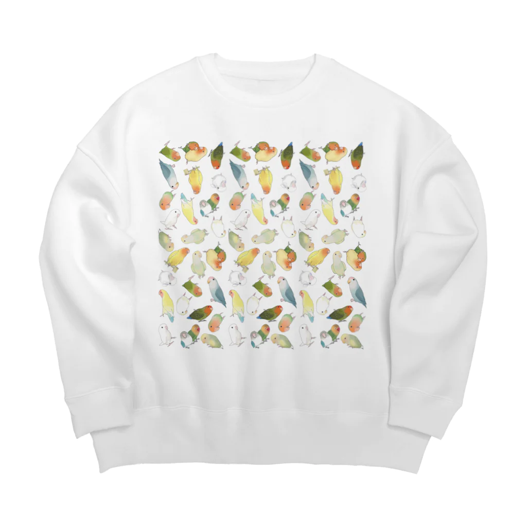 まめるりはことりのたっぷりラブバード（コザクラインコ・ボタンインコ）ちゃん【まめるりはことり】 Big Crew Neck Sweatshirt