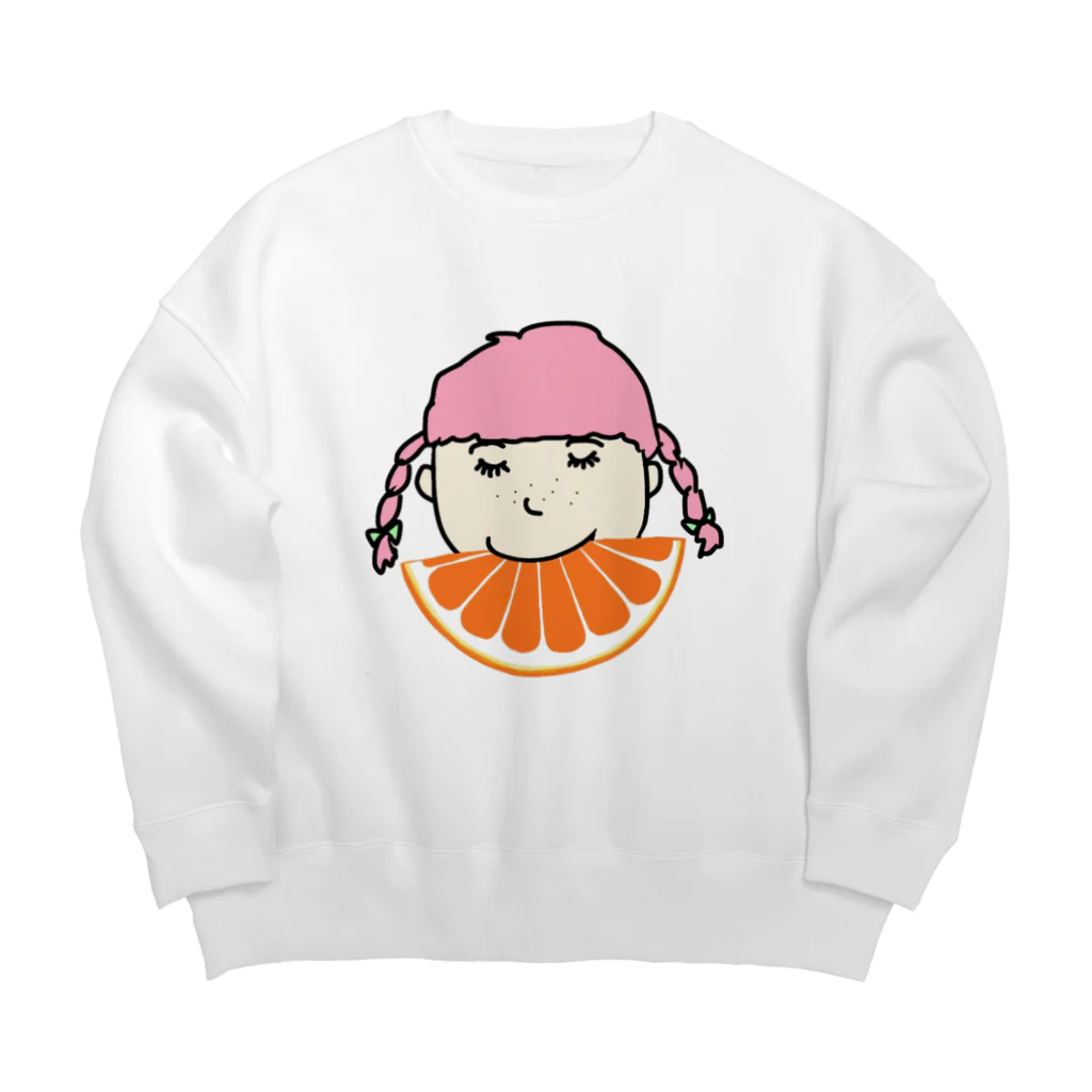 ドキドキ星人のオレンジガール Big Crew Neck Sweatshirt