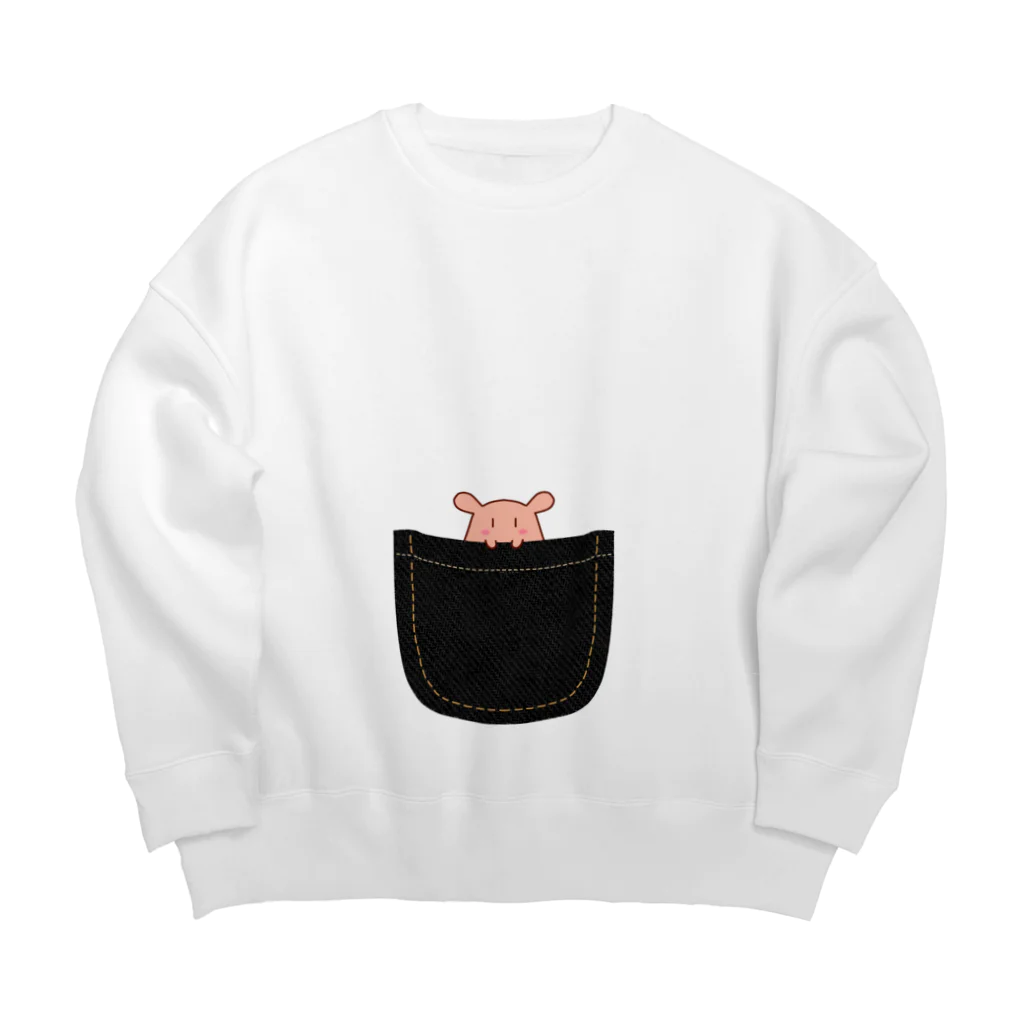 ちびの箱@ちびのめんだこぽけっと(くろ) Big Crew Neck Sweatshirt