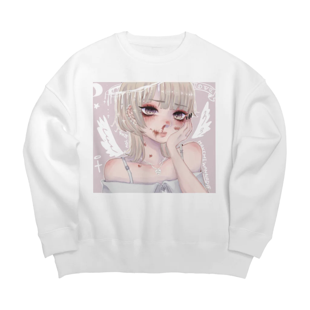 ALCOHOLICの金髪ウルフちゃん(鼻血) Big Crew Neck Sweatshirt