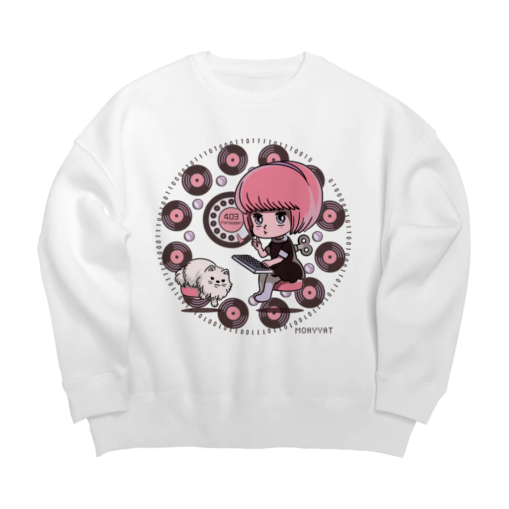 イラスト MONYAAT の働くにゃー Big Crew Neck Sweatshirt