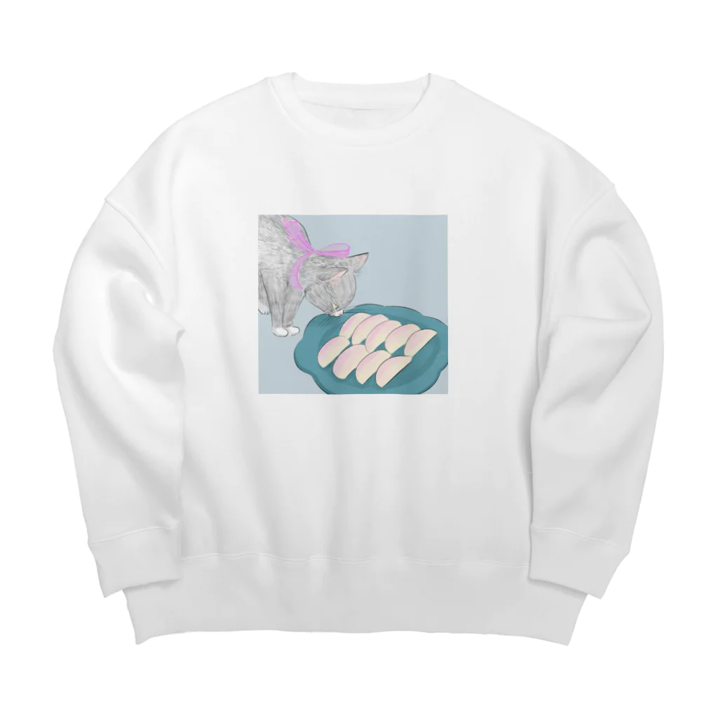 みやうちまいの桃つまみぐいにゃんこ Big Crew Neck Sweatshirt