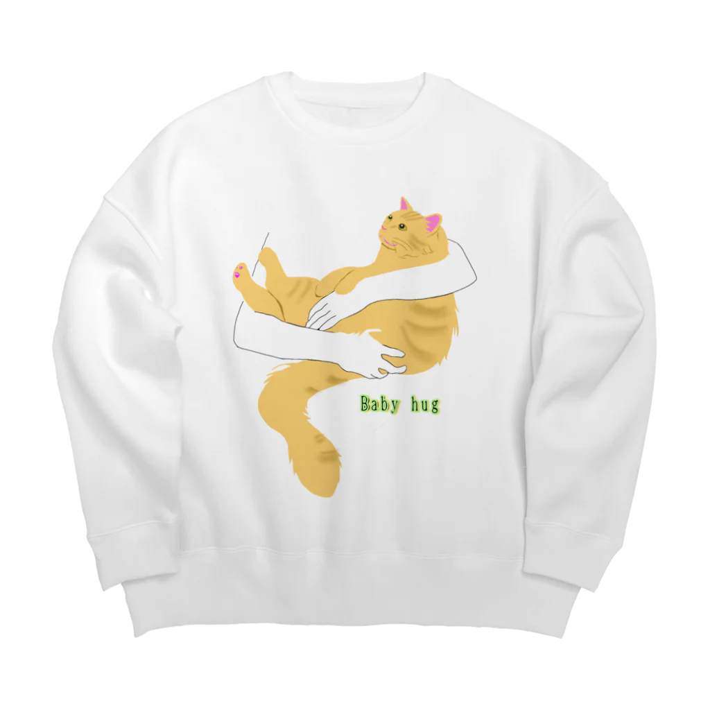 momolove のBaby hugにゃんこ(長毛茶トラ猫) Big Crew Neck Sweatshirt