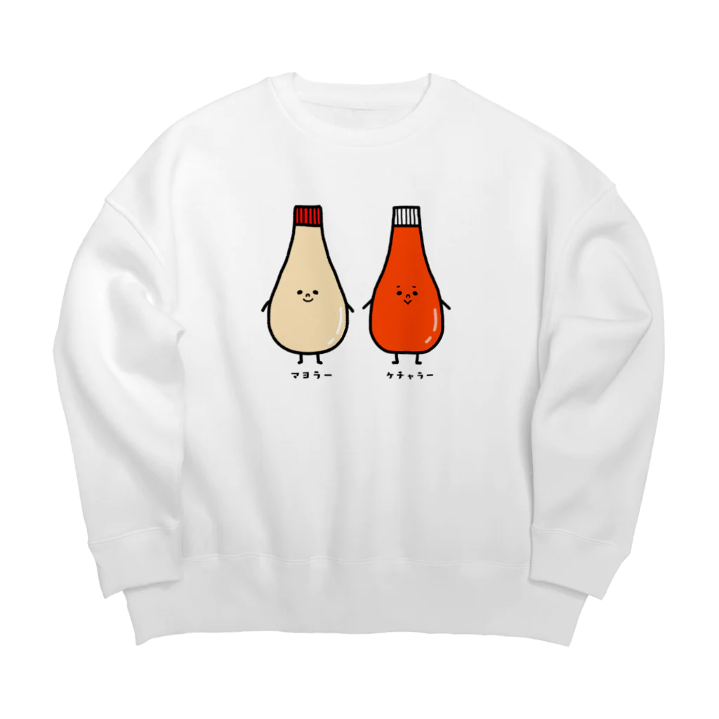 もちぱっちのケチャラーさんマヨラーさん Big Crew Neck Sweatshirt