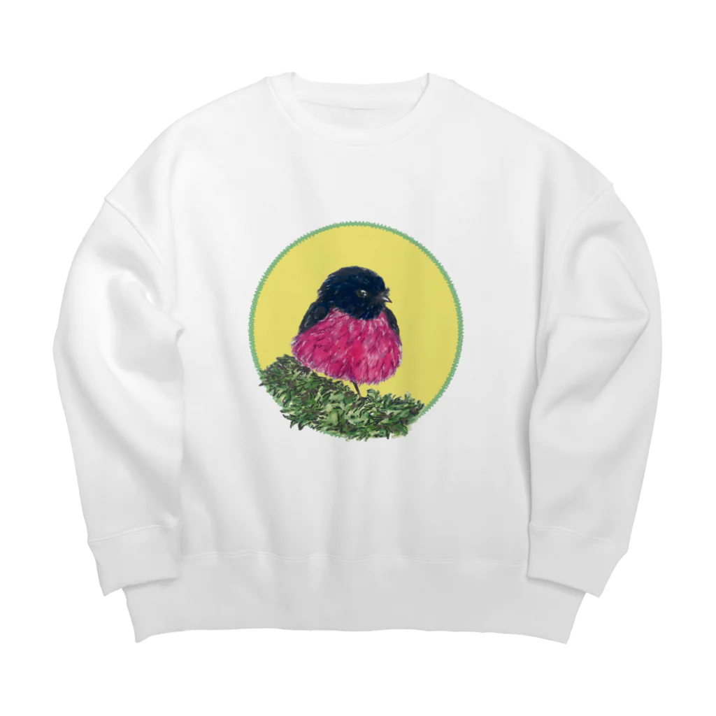 Nellyhime のアートのスズメ (Pink Robin) Big Crew Neck Sweatshirt