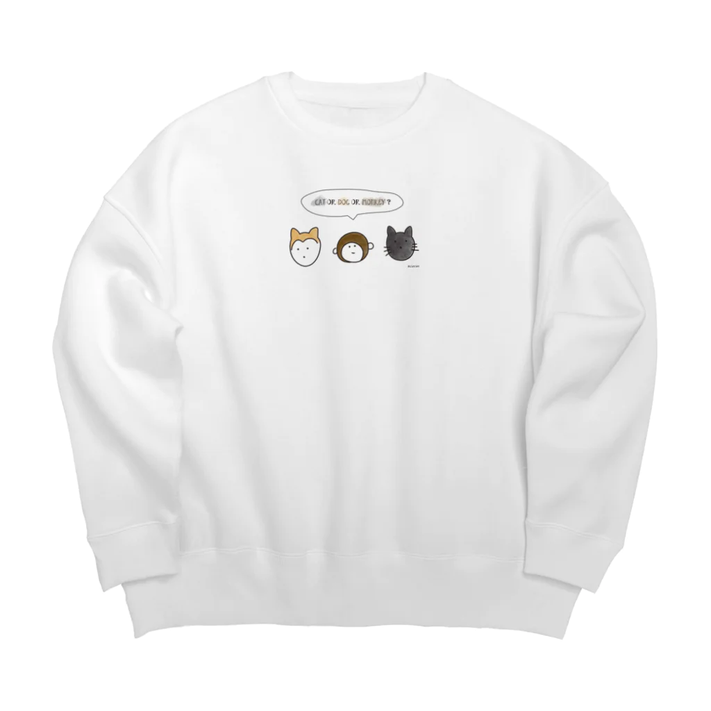 おけさんさんのゆるショップのCAT or DOG or MONKEY ? Big Crew Neck Sweatshirt