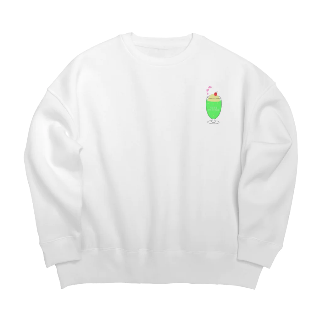 白黒イッヌの気まぐれ本舗U´•ﻌ•`Uのメロンクリームソーダ Big Crew Neck Sweatshirt