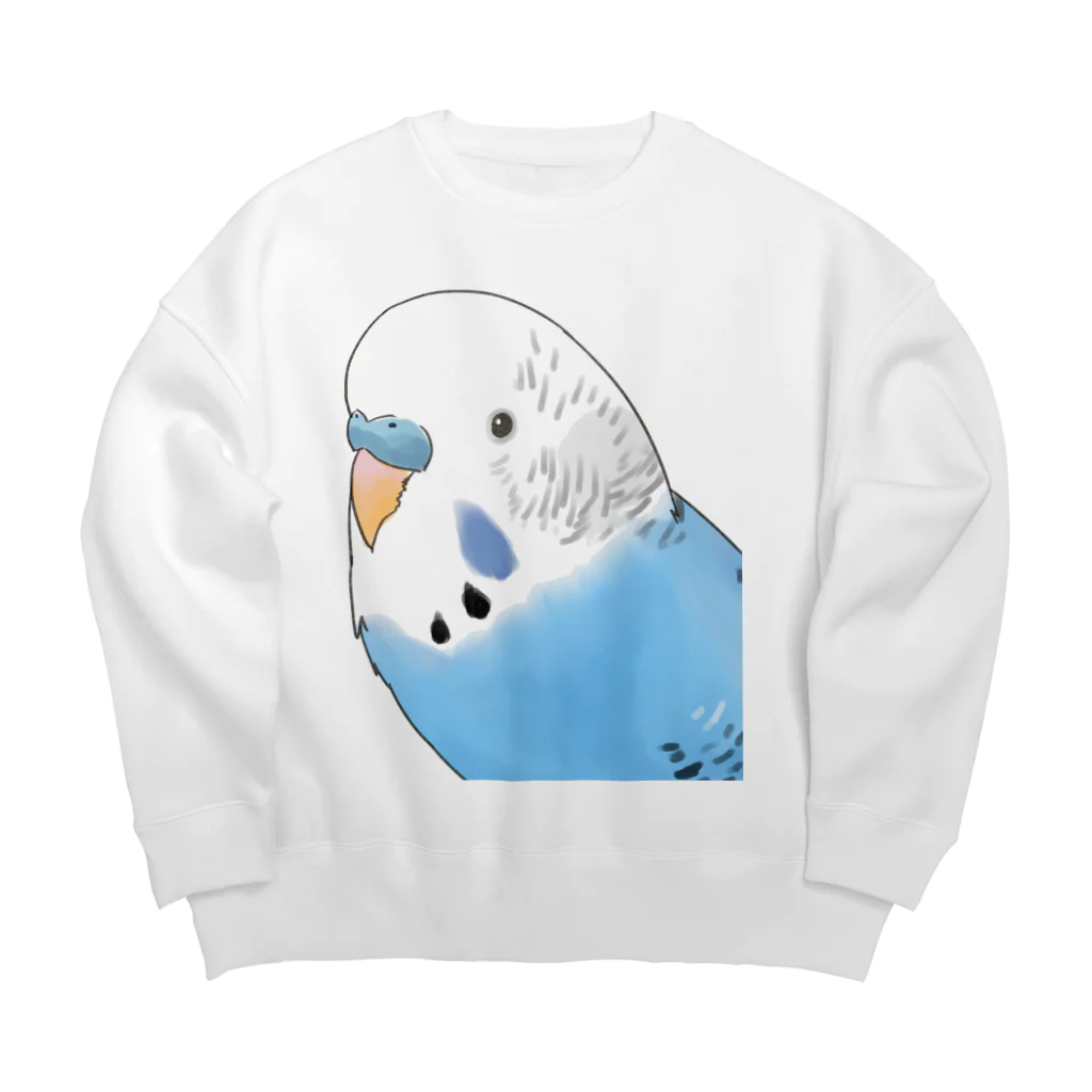 まめるりはことりの見つめるセキセイインコちゃん【まめるりはことり】 Big Crew Neck Sweatshirt