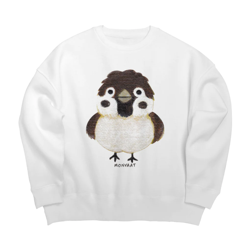 イラスト MONYAAT のスズメがちゅん L Big Crew Neck Sweatshirt