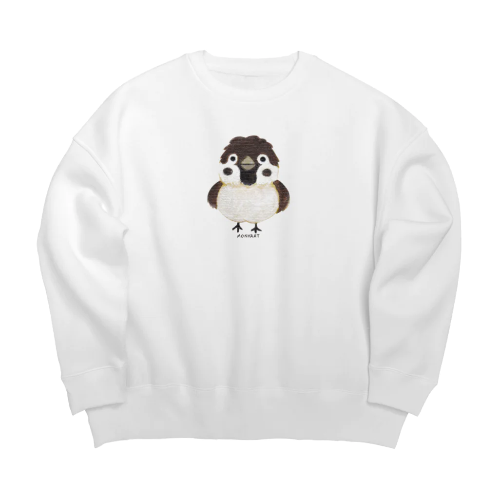 イラスト MONYAAT のスズメがちゅん_M Big Crew Neck Sweatshirt