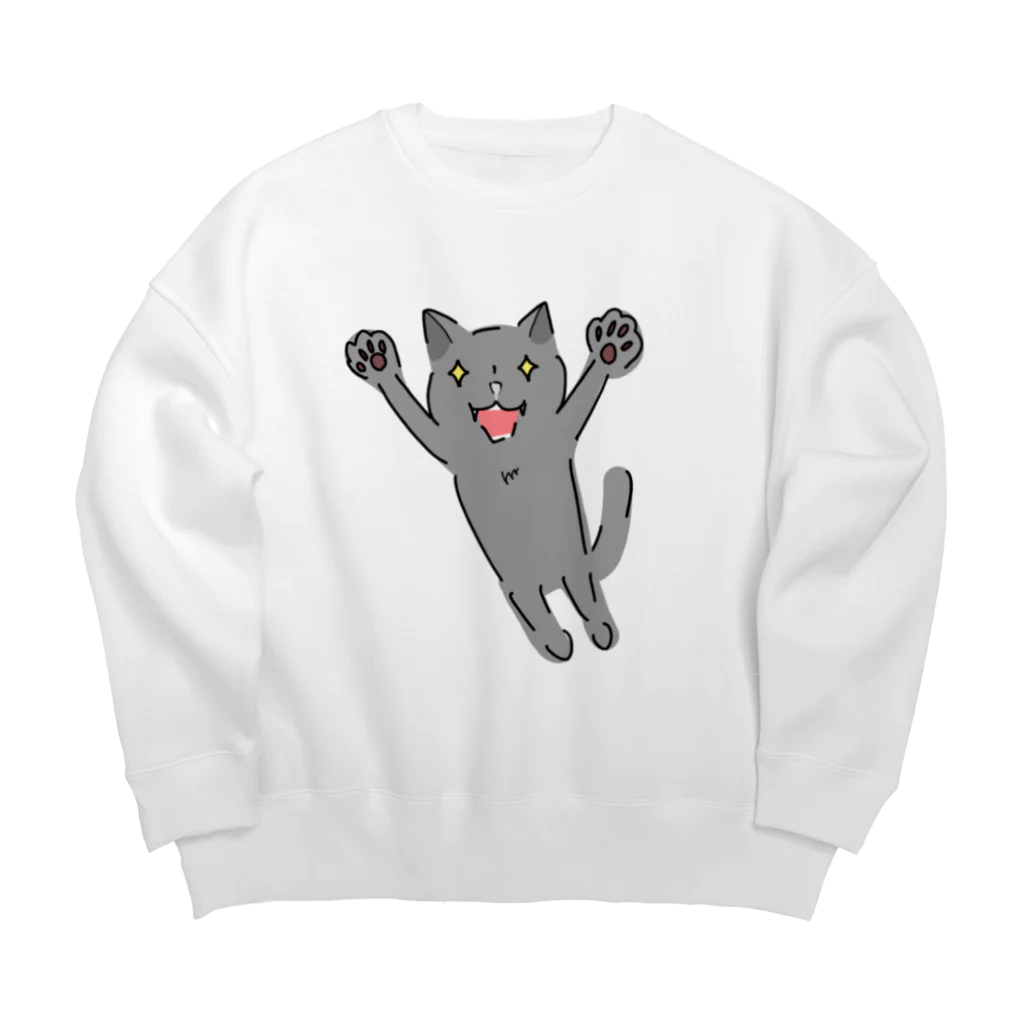 モユズの灰色猫さん2 Big Crew Neck Sweatshirt