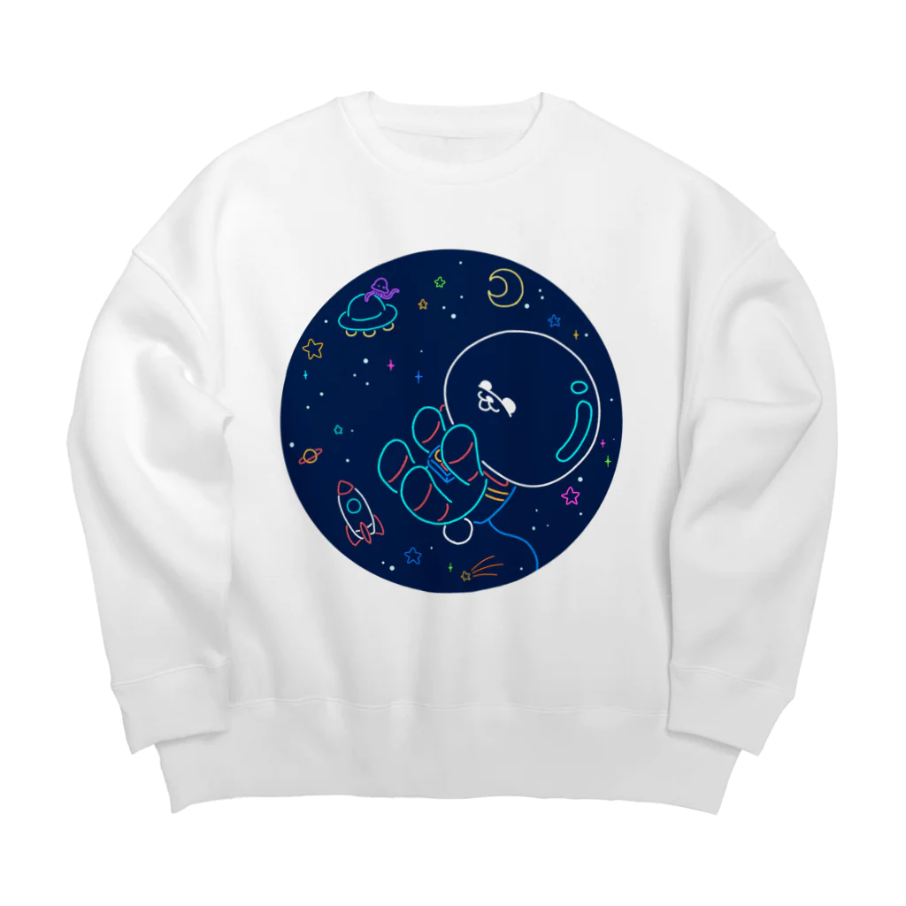 甘漏り屋の宇宙遊泳ビション・紺 Big Crew Neck Sweatshirt