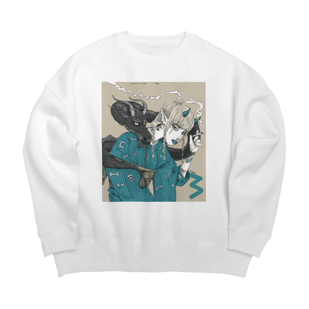 HElll - ヘル - の龍と着物 Big Crew Neck Sweatshirt