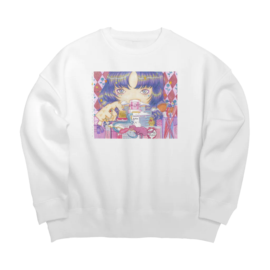 くまちくまお屋さんの「こわして」イラストグッズ Big Crew Neck Sweatshirt