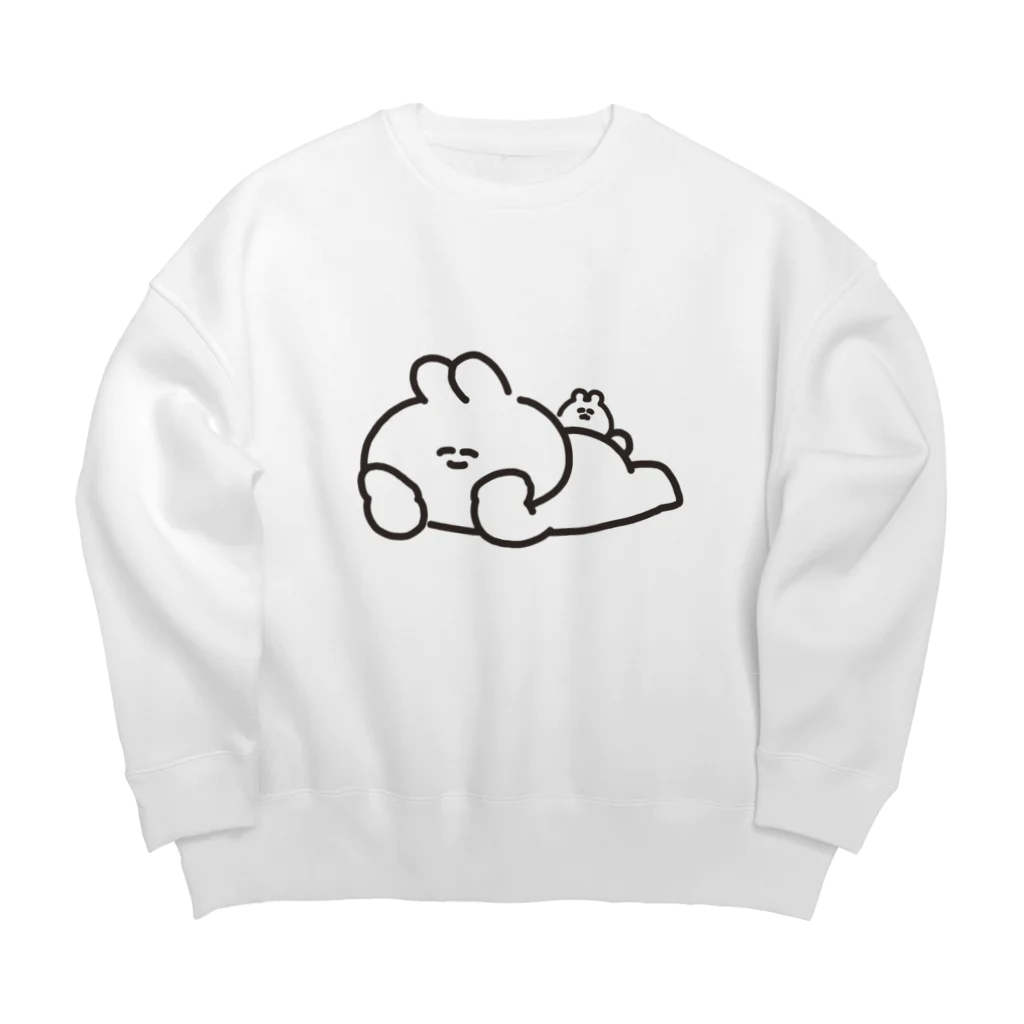 ナポリのSUZURIの寝そべりうさちゃんハムちゃん Big Crew Neck Sweatshirt