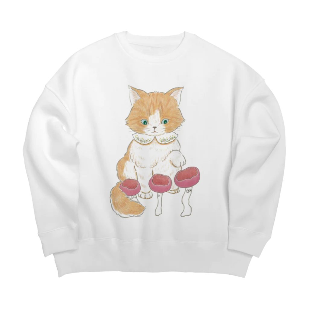 ささくま りさのふわふわネコとウスベニコップタケ Big Crew Neck Sweatshirt